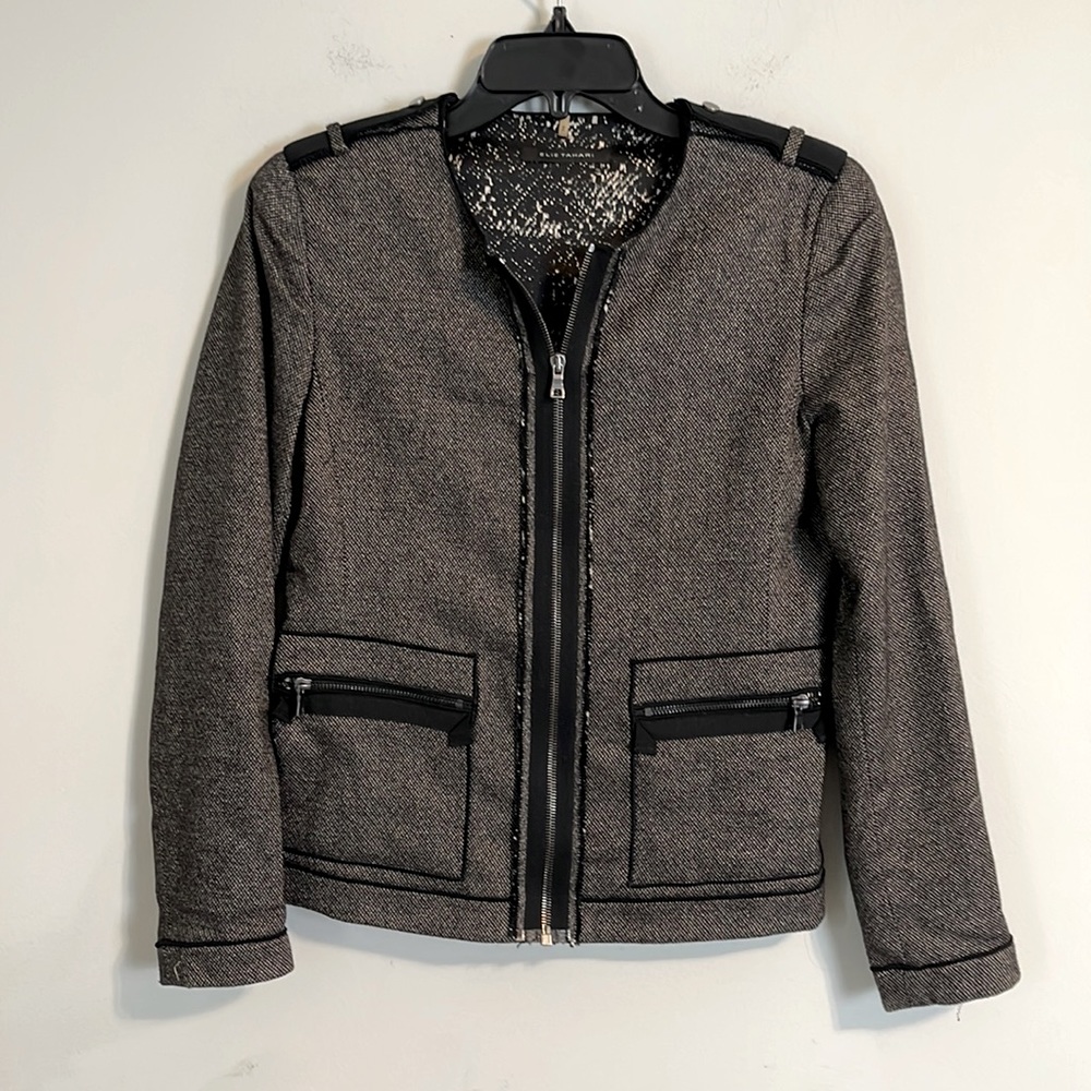 Elie Tahari zip up blazer jacket size 2